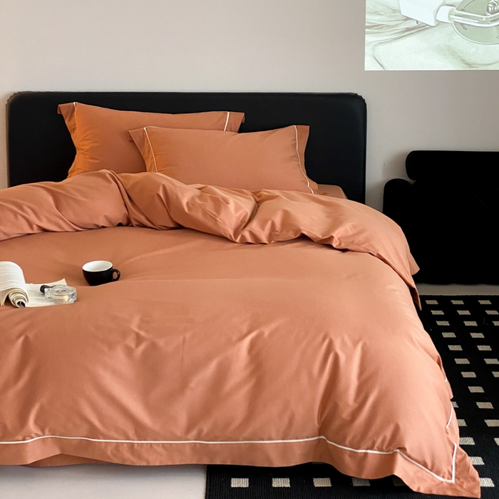 91家纺网 家纺一手货源 找家纺 云栖家居 2024A类全棉磨毛静谧系列四件套 静谧-赤缇