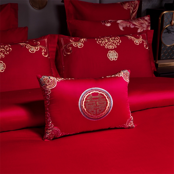 91家纺网 家纺一手货源 找家纺 宏羽纺家纺 2024新款13372纯棉婚庆套件系列 皇家喜事-金