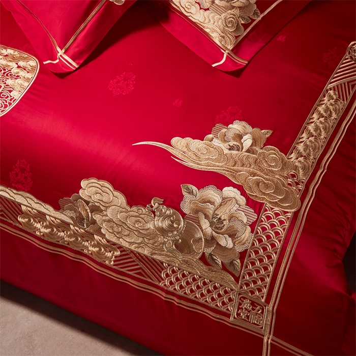 91家纺网 家纺一手货源 找家纺 宏羽纺家纺 2024新款高支高密纯棉提花婚庆套件系列（控价680） 盛世喜韵