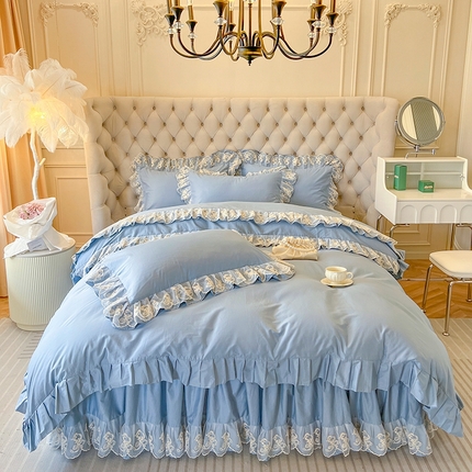 91家纺网 家纺一手货源 找家纺 （总）网红馆（ck家纺） 2025新款花之茵系列13372全棉床裙四件套