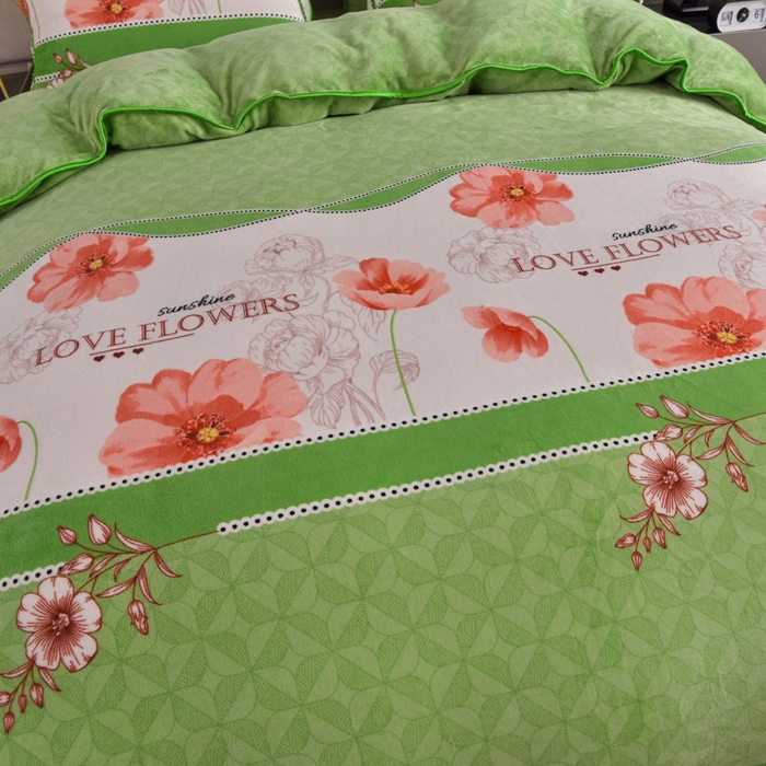 91家纺网 家纺一手货源 找家纺 锦铭源 2025年7斤加厚印花牛奶绒四件套水晶法莱金貂绒床裙款 花香蜜语