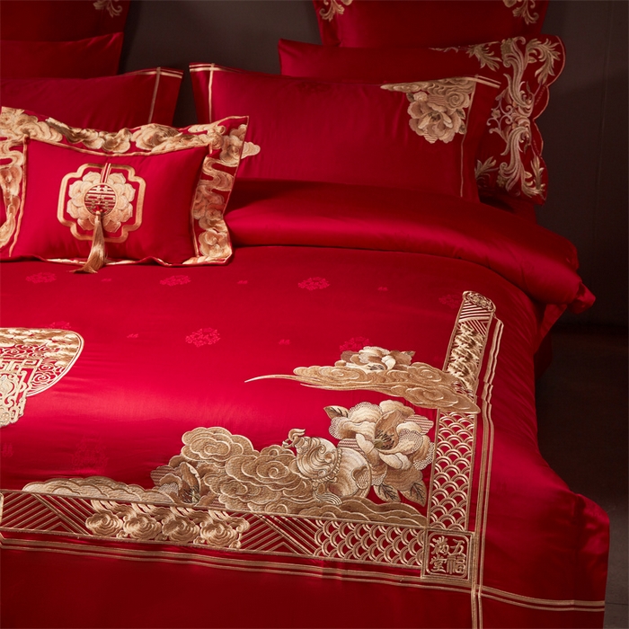 91家纺网 家纺一手货源 找家纺 宏羽纺家纺 2024新款高支高密纯棉提花婚庆套件系列（控价680） 盛世喜韵