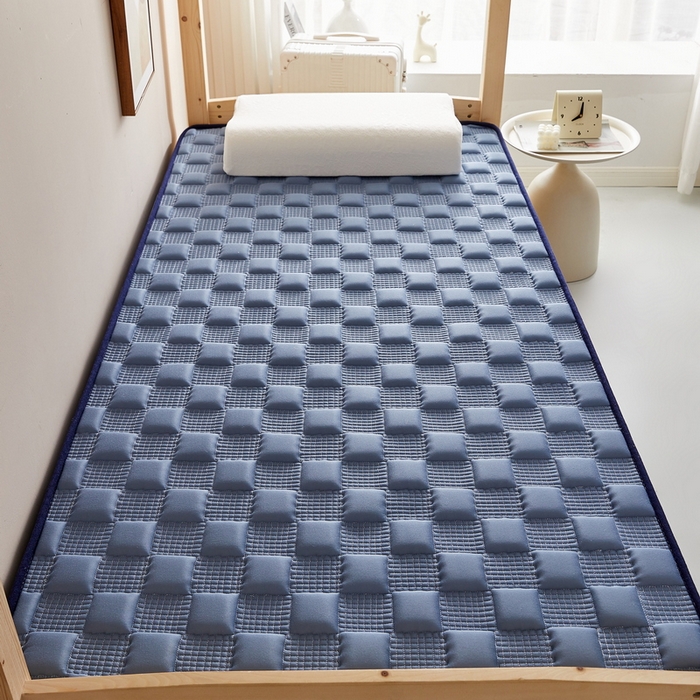 91家纺网 家纺一手货源 找家纺 卡派  2024学生宿舍单人布拉格乳胶记忆棉立体加厚床垫 蓝灰
