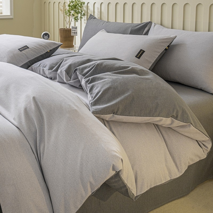 91家纺网 家纺一手货源 找家纺 涵宸家纺 2024新款原棉纯色织标磨毛单品及套件--被套 浅灰+深灰