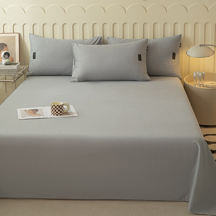 91家纺网 家纺一手货源 找家纺 涵宸家纺 2024新款原棉纯色织标磨毛单品及套件--床单 单床单-浅灰