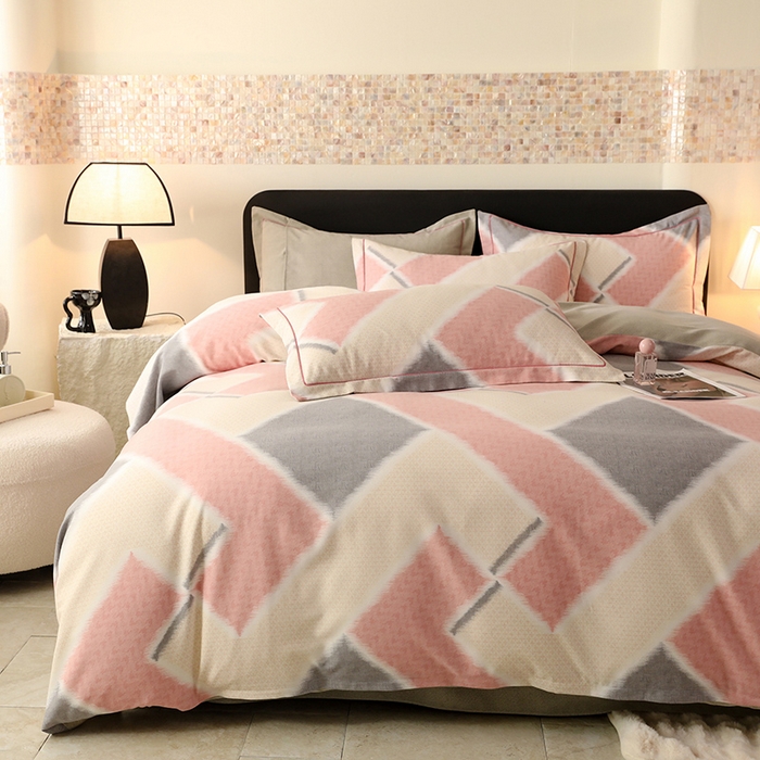 91家纺网 家纺一手货源 找家纺 帛美家纺 2024新款加厚纯棉全棉磨毛印花四件套 哈勃