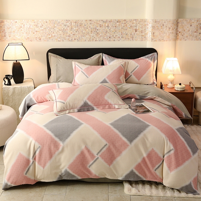 91家纺网 家纺一手货源 找家纺 帛美家纺 2024新款加厚纯棉全棉磨毛印花四件套 哈勃