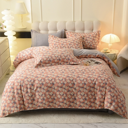 帛美家纺 2024新款加厚纯棉全棉磨毛印花四件套森田野园