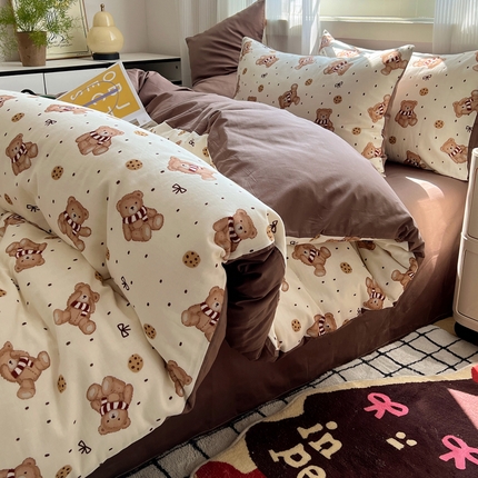 91家纺网 家纺一手货源 找家纺 繁花 2024新款印花水洗棉亲肤舒适卡通系列 饼干熊