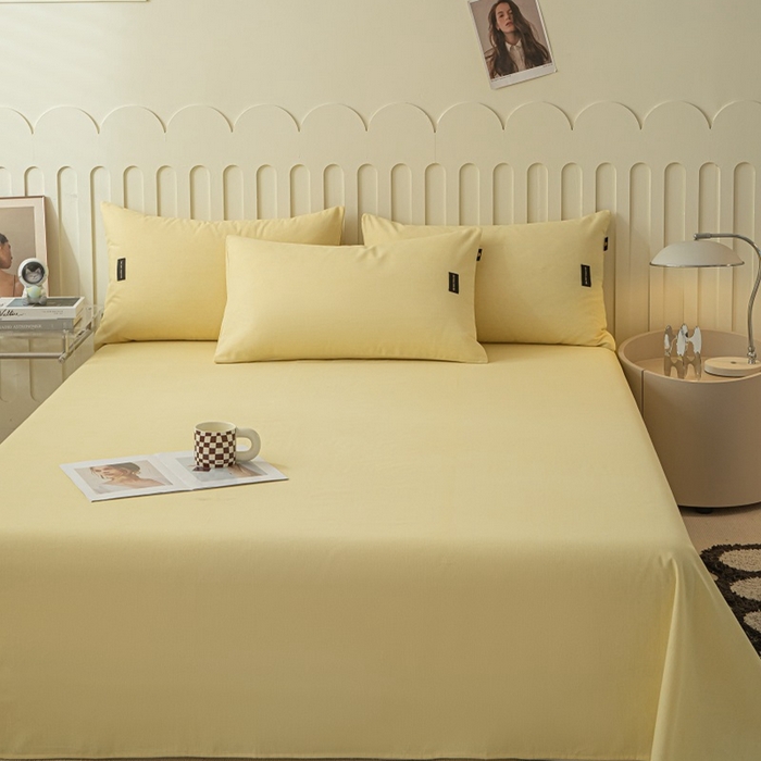 91家纺网 家纺一手货源 找家纺 涵宸家纺 2024新款原棉纯色织标磨毛单品及套件--枕套 单枕套-奶黄