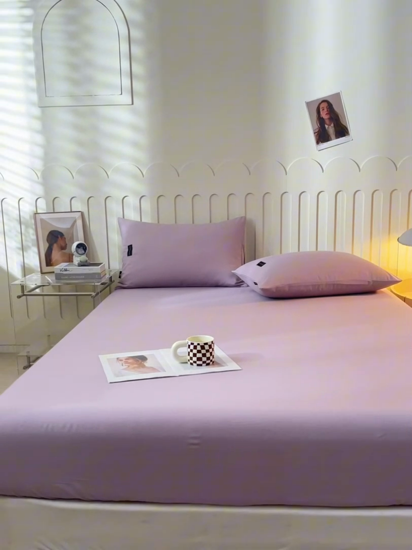 91家纺网 家纺一手货源 找家纺 涵宸家纺 2024新款原棉纯色织标磨毛单品及套件--床笠 单床笠-烟紫