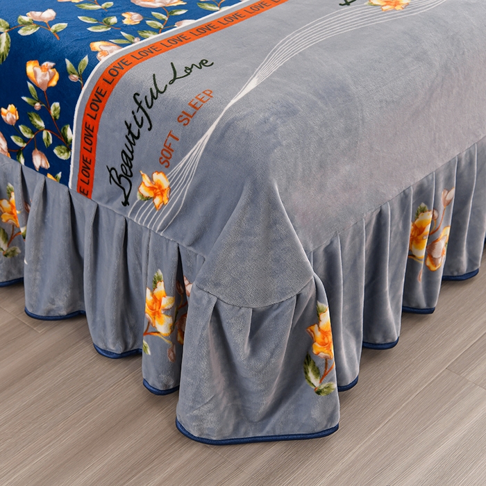 91家纺网 家纺一手货源 找家纺 馨梦缘 2025新款小包边款牛奶绒8.5斤高克重牛奶绒金雕绒床裙款四件套 暗香