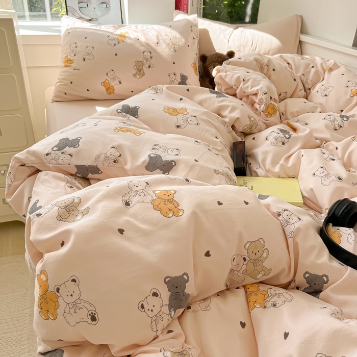 91家纺网 家纺一手货源 找家纺 繁花 2024新款小糯棉小竺棉印花四件套 好朋友