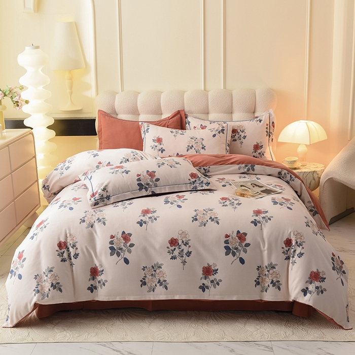 91家纺网 家纺一手货源 找家纺 帛美家纺 2024新款加厚纯棉全棉磨毛印花四件套 繁花香见