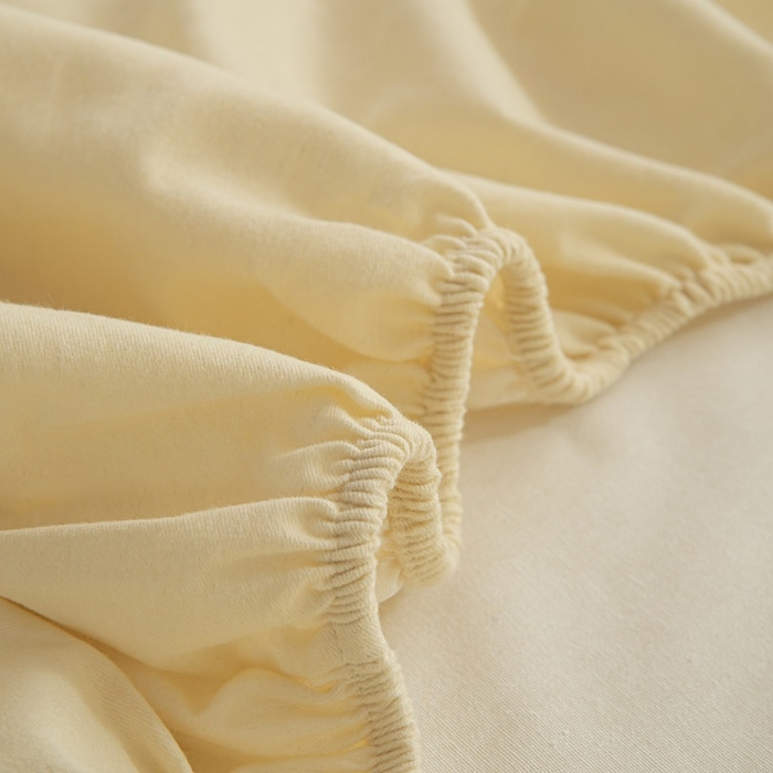 91家纺网 家纺一手货源 找家纺 涵宸家纺 2024新款原棉纯色织标磨毛单品及套件--床笠 单床笠-奶昔白