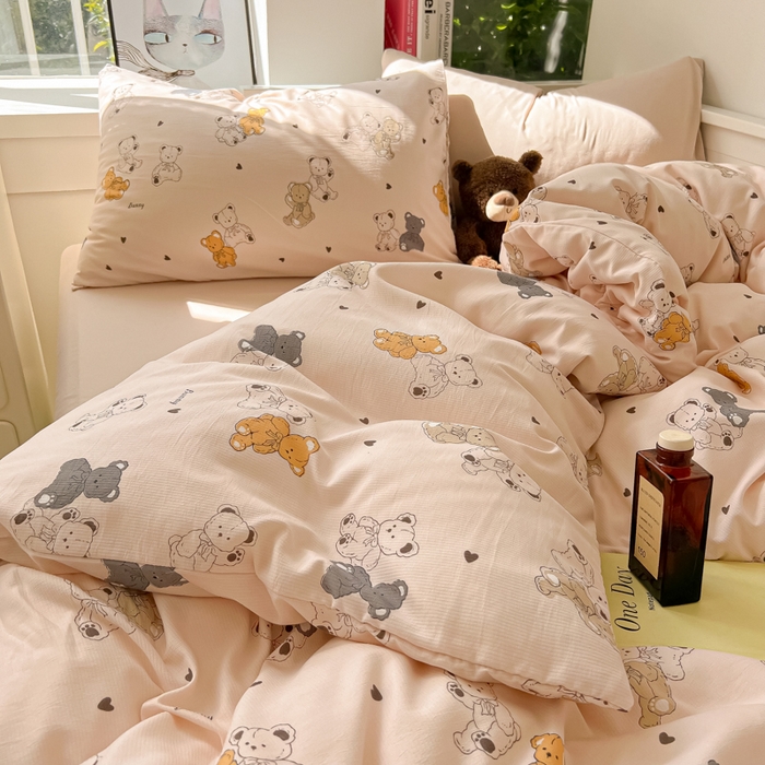 91家纺网 家纺一手货源 找家纺 繁花 2024新款小糯棉小竺棉印花四件套 好朋友