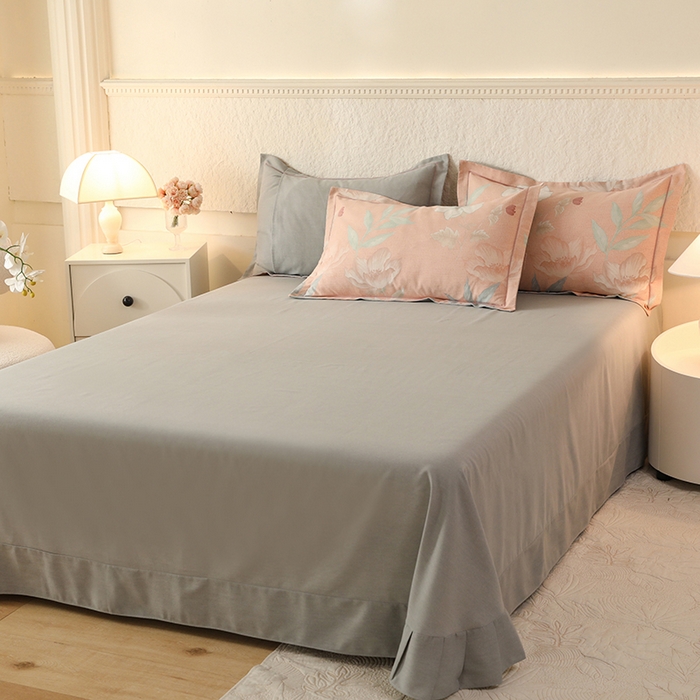 91家纺网 家纺一手货源 找家纺 帛美家纺 2024新款加厚纯棉全棉磨毛印花四件套 兰亭序粉