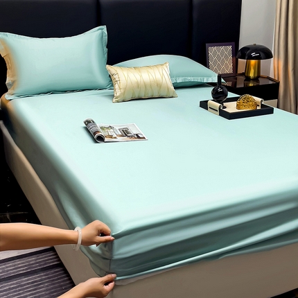 漫时光 2025新款60s全棉贡缎单床笠和单枕套 碧水绿