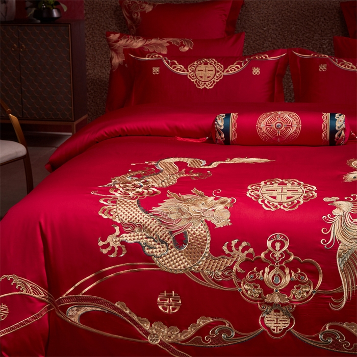 91家纺网 家纺一手货源 找家纺 宏羽纺家纺 2024新款13372纯棉婚庆套件系列 郎情妾意