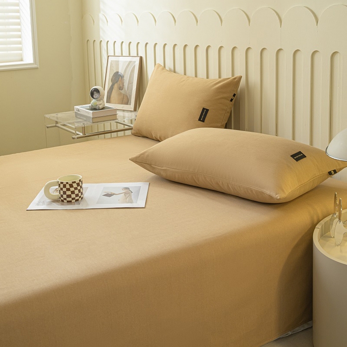 91家纺网 家纺一手货源 找家纺 涵宸家纺 2024新款原棉纯色织标磨毛单品及套件--床单 单床单-咖