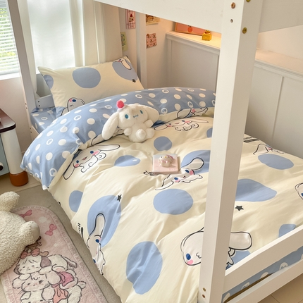 桃子家居 2024新款三丽鸥授权纯棉少女印花系列学生三件套四件套 棉三丽鸥-波点玉桂狗