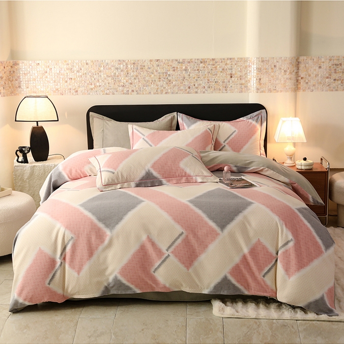 91家纺网 家纺一手货源 找家纺 帛美家纺 2024新款加厚纯棉全棉磨毛印花四件套 哈勃