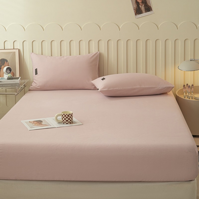 91家纺网 家纺一手货源 找家纺 涵宸家纺 2024新款原棉纯色织标磨毛单品及套件--床笠 单床笠-浅紫