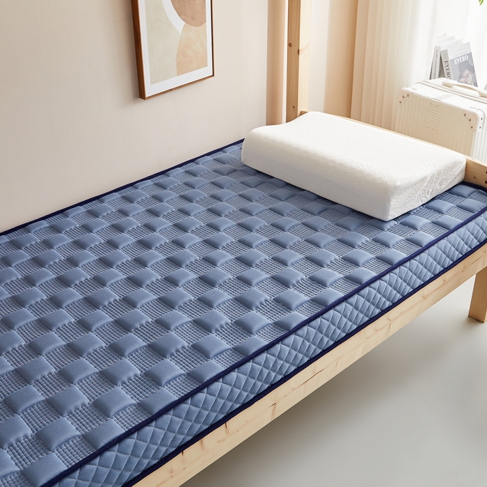 91家纺网 家纺一手货源 找家纺 卡派  2024学生宿舍单人布拉格乳胶记忆棉立体加厚床垫 蓝灰
