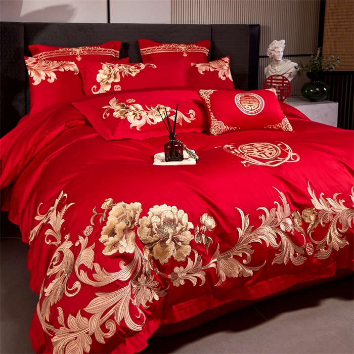 91家纺网 家纺一手货源 找家纺 宏羽纺家纺 2024新款13372纯棉婚庆套件系列 浪漫之花-时尚