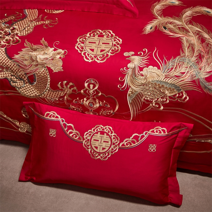 91家纺网 家纺一手货源 找家纺 宏羽纺家纺 2024新款13372纯棉婚庆套件系列 郎情妾意