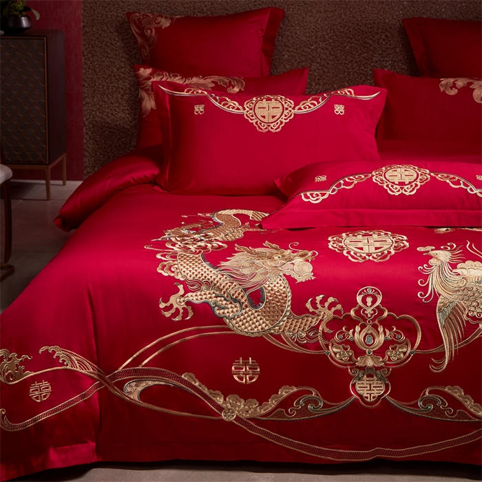 91家纺网 家纺一手货源 找家纺 宏羽纺家纺 2024新款13372纯棉婚庆套件系列 郎情妾意