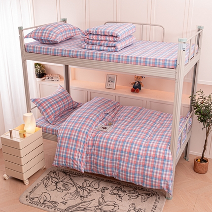 91家纺网 家纺一手货源 找家纺 （总）喜四方 2025新款全棉色织水洗棉学生三件套