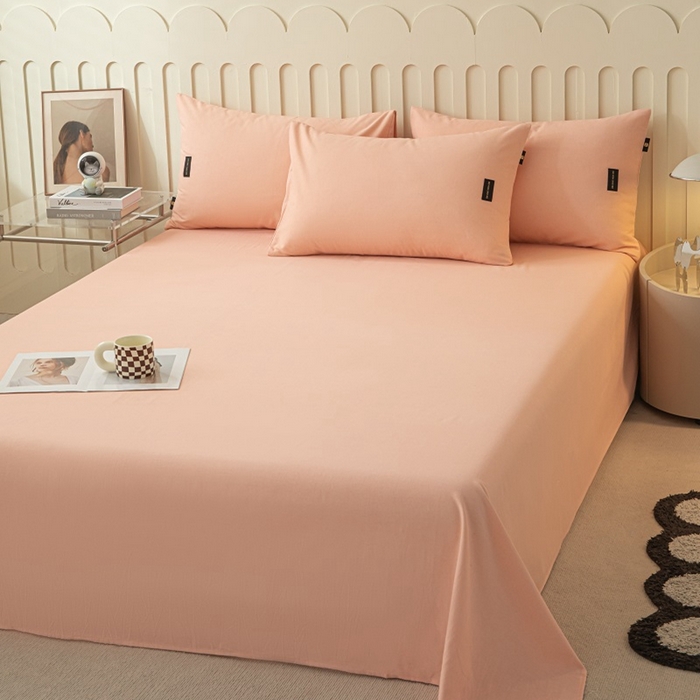 91家纺网 家纺一手货源 找家纺 涵宸家纺 2024新款原棉纯色织标磨毛单品及套件--床单 单床单-钻粉