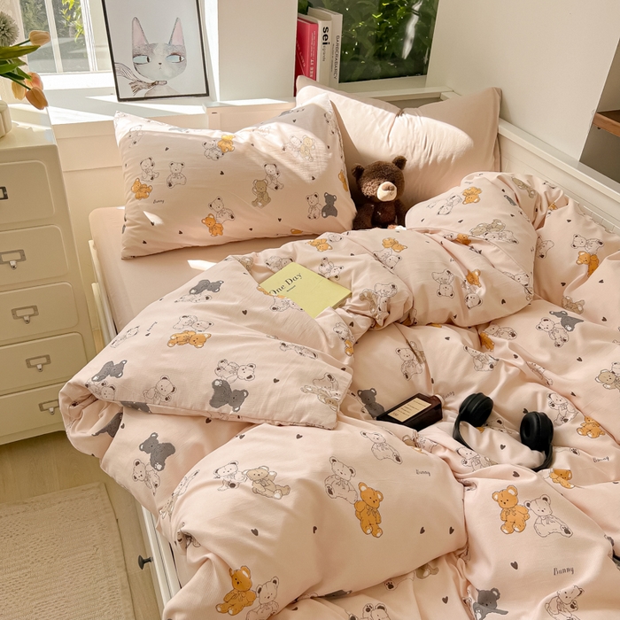 91家纺网 家纺一手货源 找家纺 繁花 2024新款小糯棉小竺棉印花四件套 好朋友