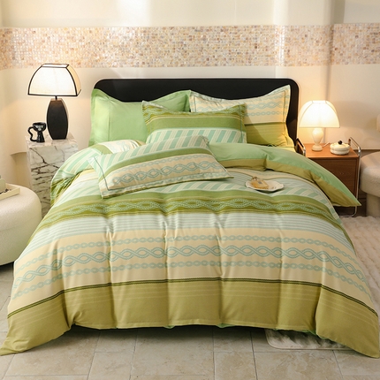 帛美家纺 2024新款加厚纯棉全棉磨毛印花四件套 竹取