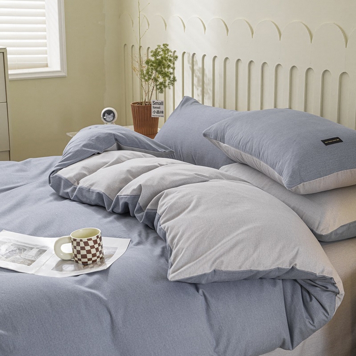 91家纺网 家纺一手货源 找家纺 涵宸家纺 2024新款原棉纯色织标磨毛单品及套件--被套 丈兰+浅灰