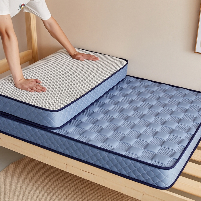 91家纺网 家纺一手货源 找家纺 卡派  2024学生宿舍单人布拉格乳胶记忆棉立体加厚床垫 蓝灰