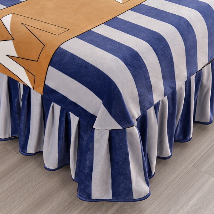 91家纺网 家纺一手货源 找家纺 馨梦缘 2025新款小包边款牛奶绒8.5斤高克重牛奶绒金雕绒床裙款四件套 靓丽青春