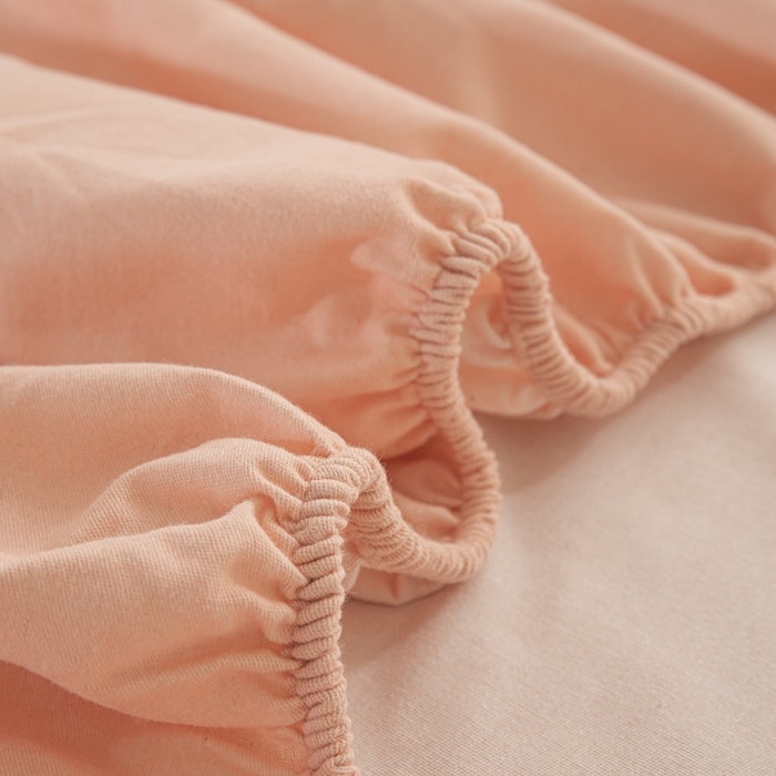 91家纺网 家纺一手货源 找家纺 涵宸家纺 2024新款原棉纯色织标磨毛单品及套件--床笠 单床笠-钻粉