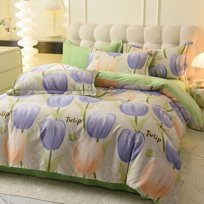 91家纺网 家纺一手货源 找家纺 帛美家纺 2024新款加厚纯棉全棉磨毛印花四件套 兰郁