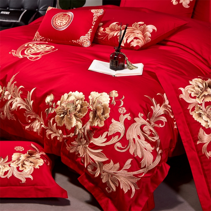 91家纺网 家纺一手货源 找家纺 宏羽纺家纺 2024新款13372纯棉婚庆套件系列 浪漫之花-时尚