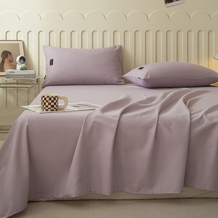 91家纺网 家纺一手货源 找家纺 涵宸家纺 2024新款原棉纯色织标磨毛单品及套件--床单 单床单-烟紫