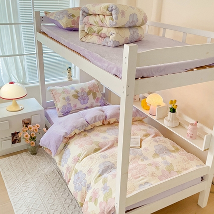 卡普二店 2024新款牛奶绒学生三件套系列 花开物语