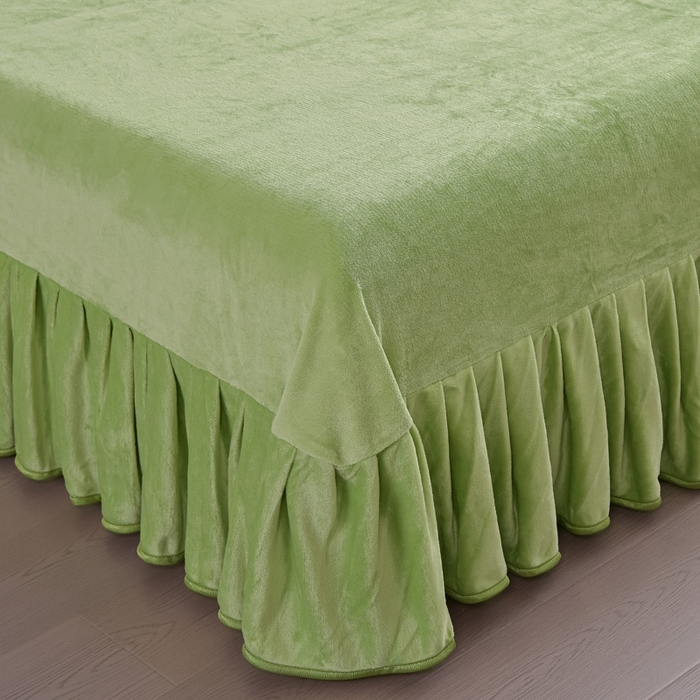 91家纺网 家纺一手货源 找家纺 锦铭源2025年7斤加厚印花牛奶绒四件套水晶法莱金貂绒床裙款 清雅