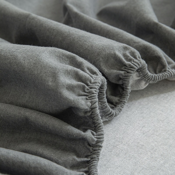 91家纺网 家纺一手货源 找家纺 涵宸家纺 2024新款原棉纯色织标磨毛单品及套件--床笠 单床笠-深灰