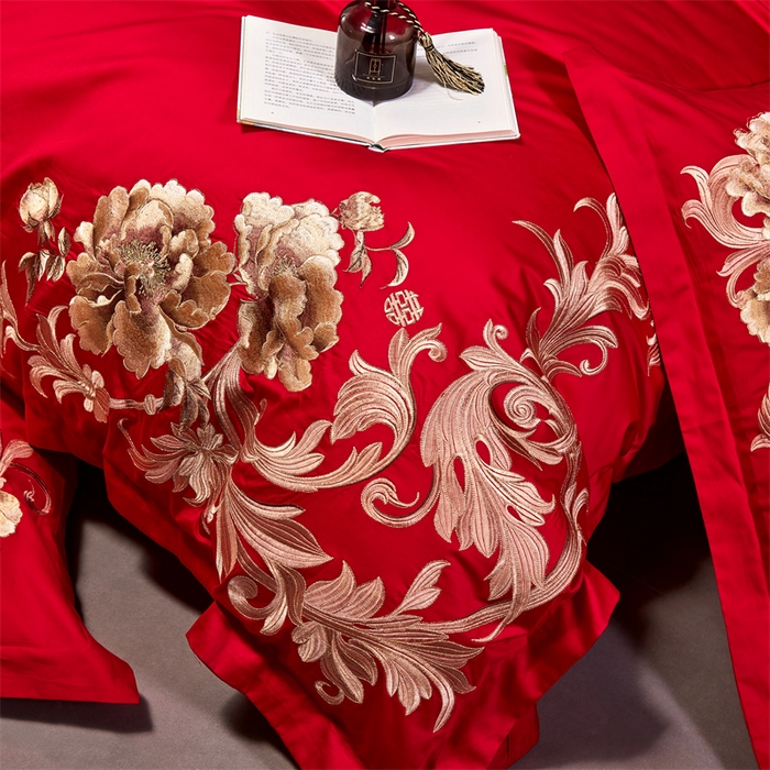 91家纺网 家纺一手货源 找家纺 宏羽纺家纺 2024新款13372纯棉婚庆套件系列 浪漫之花-时尚