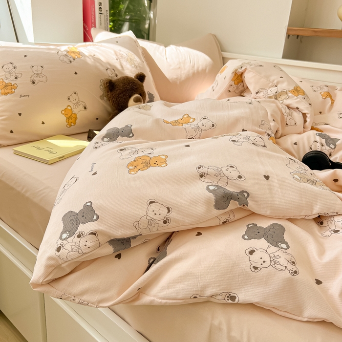 91家纺网 家纺一手货源 找家纺 繁花 2024新款小糯棉小竺棉印花四件套 好朋友