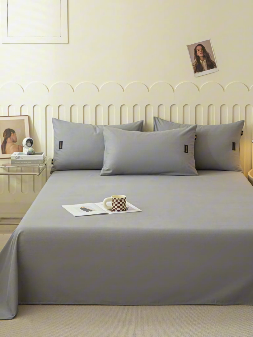 91家纺网 家纺一手货源 找家纺 涵宸家纺 2024新款原棉纯色织标磨毛单品及套件--床单 单床单-深灰