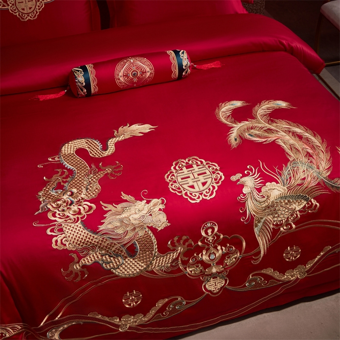 91家纺网 家纺一手货源 找家纺 宏羽纺家纺 2024新款13372纯棉婚庆套件系列 郎情妾意