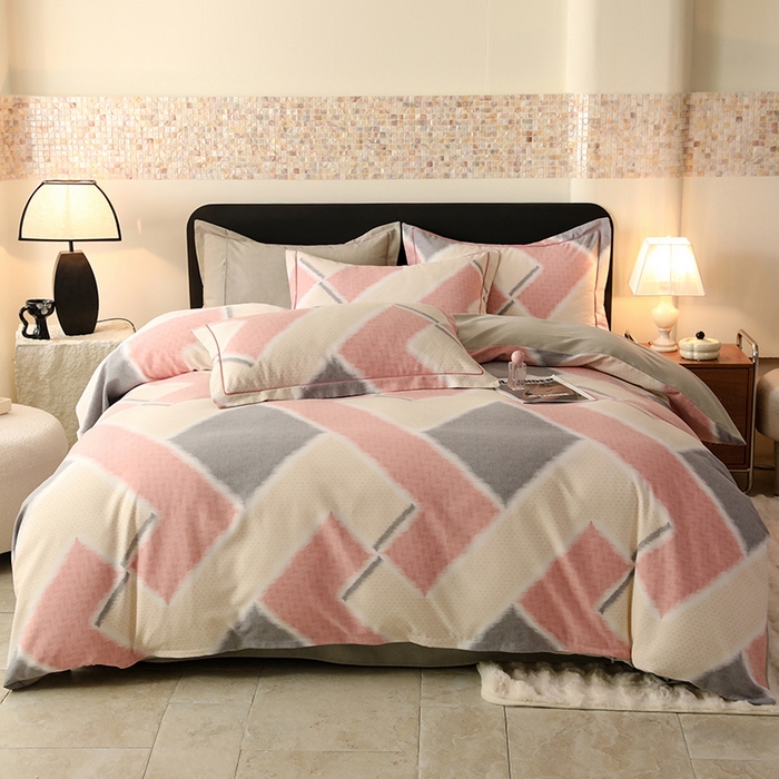 91家纺网 家纺一手货源 找家纺 帛美家纺 2024新款加厚纯棉全棉磨毛印花四件套 哈勃